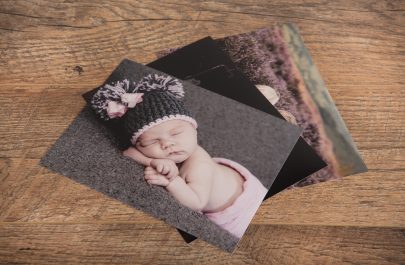 A photographic print of a newborn baby as an example of our photo print quality
